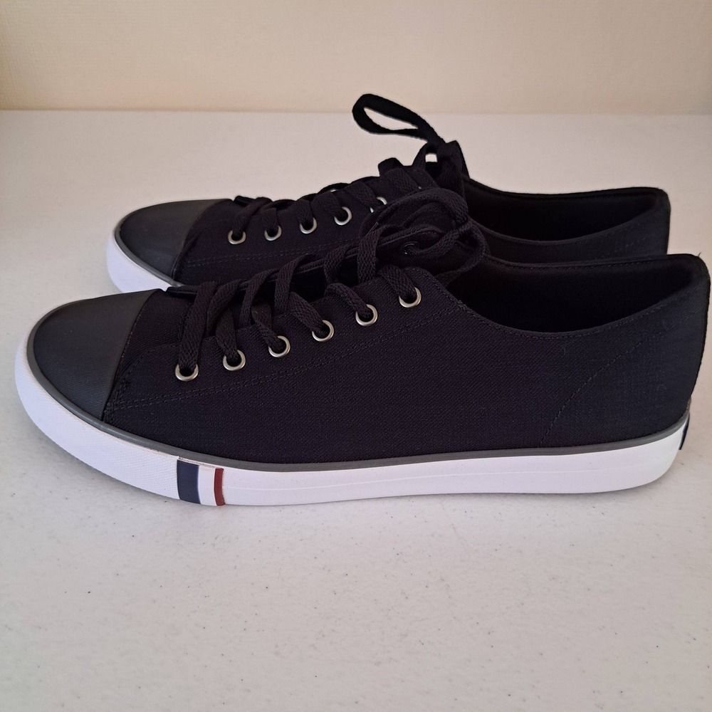 Ben Sherman Canvas Sneakers Black White 10.5 Memory Foam Plaid 1175-588-B30 - Picture 8 of 11